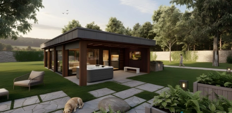 Egyedi panoráma kültéri szaunaház Horizont 2025