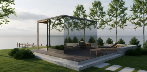 Tükörüveges kültéri szauna Tükörüveges kültéri szauna