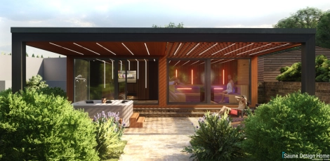 Kombinált kültéri szaunaház 